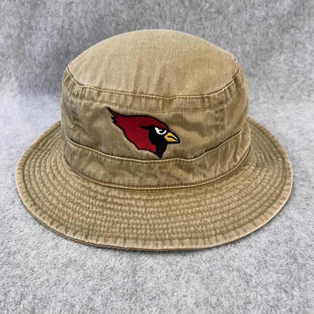 Arizona Cardinals Mens Khaki HeadShot Bucket Hat Embroidered Sun Cap L/XL
